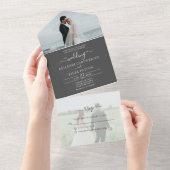 Elegant Grey in één bruiloft uitnodiging (Afscheurbaar)