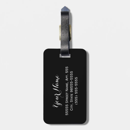 Elegant Grey Jaguar Print  naam Silver Bow Bagagelabel (Achterkant verticaal)