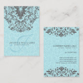 Elegant Grey Lace Baby Blue Dammaskers Achtergrond Visitekaartje (Voorkant / Achterkant)