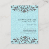 Elegant Grey Lace Baby Blue Dammaskers Achtergrond Visitekaartje (Achterkant)