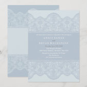 Elegant Grey Lace Wedding Invitations Kaart (Voorkant / Achterkant)