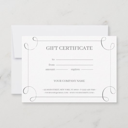 Elegant Grey Lijst Gepersonaliseerd Cadeaubon (Achterkant)