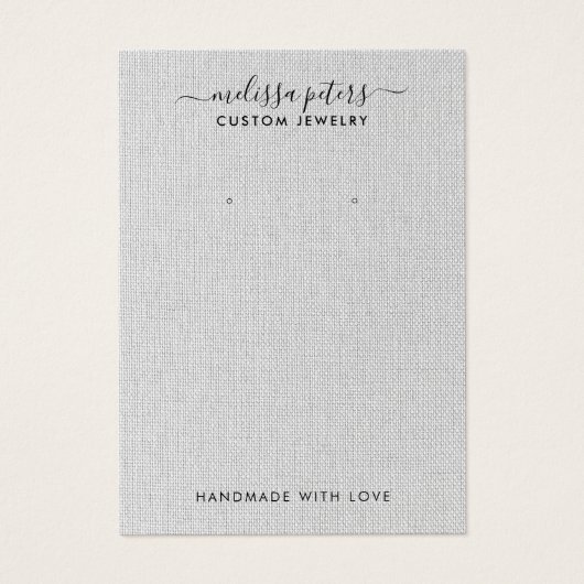 Elegant Grey Linen Jewelry Earring Display Kaart (Voorkant)