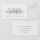 Elegant Grey Luxe Glam Script Monogram Visitekaartje (Voorkant / Achterkant)