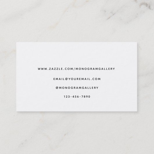 Elegant Grey Luxe Glam Script Monogram Visitekaartje (Achterkant)