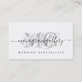 Elegant Grey Luxe Glam Script Monogram Visitekaartje