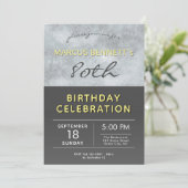 Elegant Grey Man 80th Birthday Party Kaart (Staand voorkant)