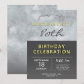 Elegant Grey Man 80th Birthday Party Kaart (Voorkant / Achterkant)