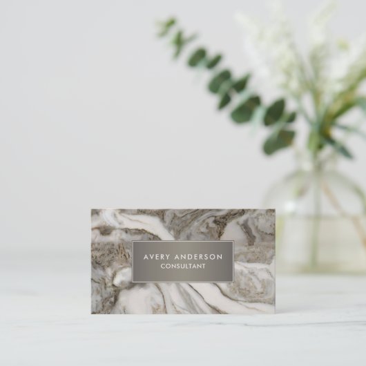 Elegant Grey Marble Professional Visitekaartje (Staand voorkant)