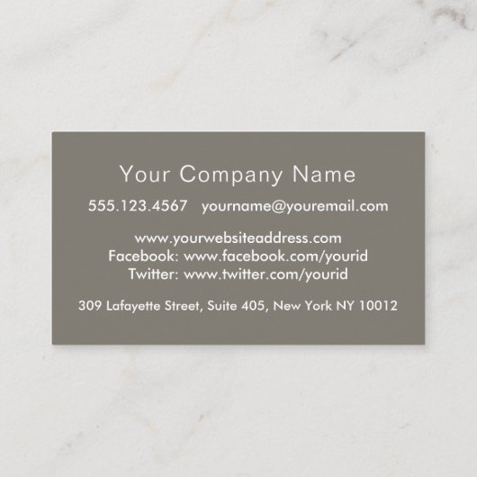 Elegant Grey Marble Professional Visitekaartje (Achterkant)
