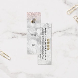 Elegant Grey Marble Your Logo Clothing Price Label Mini Visitekaartjes
