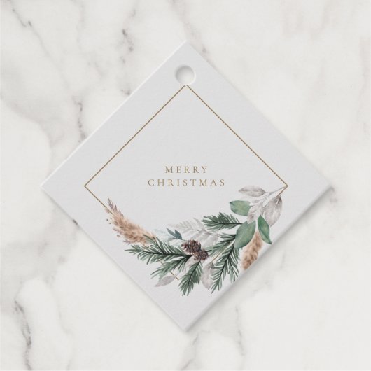 Elegant Grey Merry kerstmis Bedankjes Labels (Voorkant)