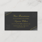 Elegant Grey met Gold Border en Monogram Luxury Visitekaartje (Achterkant)