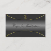 Elegant Grey met Gold Border en Monogram Luxury Visitekaartje (Voorkant)