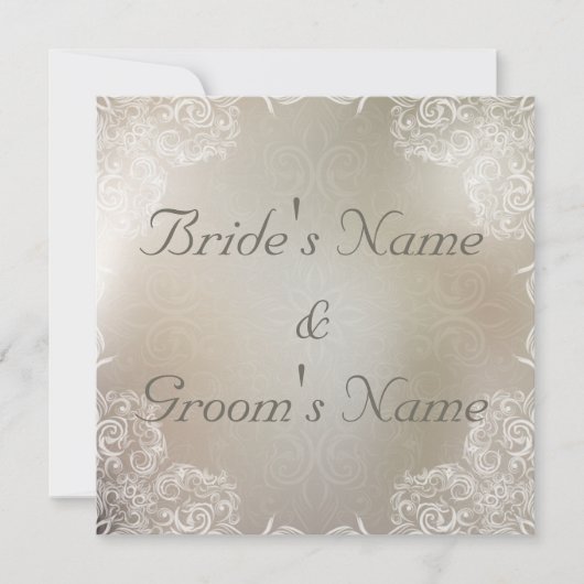 Elegant Grey met White Swirls Wedding Kaart (Voorkant)