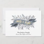 Elegant Grey Modern Script Waterverf Floral Feestdagenkaart (Voorkant)