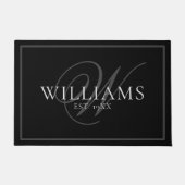Elegant Grey Monogram Name Pas getrouwd Wedding Gi Deurmat (Voorkant)