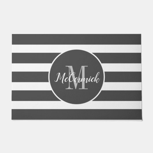 Elegant Grey Monogram Script Name Deurmat (Voorkant)