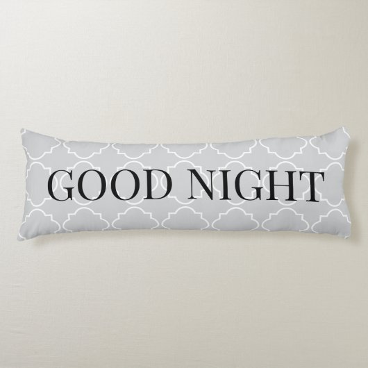 Elegant grey morrocan quatrefoil trellis lichaamskussen (Voorkant)