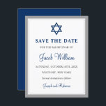 Elegant Grey & Navy Blue Bar Mitzvah 4,25 x 5,5 in Save The Date<br><div class="desc">Elegant Grey & Navy Blue Bar Mitzvah 4, 25 inch x 5, 5 inch sparen de datum</div>