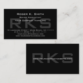 Elegant Grey op Black Monogram Classic Visitekaartje