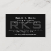 Elegant Grey op Black Monogram Classic Visitekaartje (Voorkant)