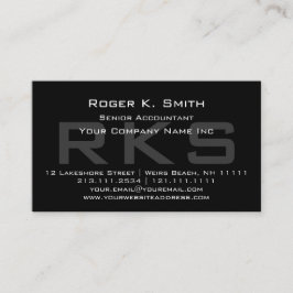 Elegant Grey op Black Monogram Classic Visitekaartje