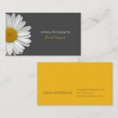 Elegant Grey Oranje Daisy Flower Visitekaartje (Voorkant / Achterkant)