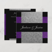 Elegant Grey Paars Paisley Engagement Party Kaart (Voorkant / Achterkant)
