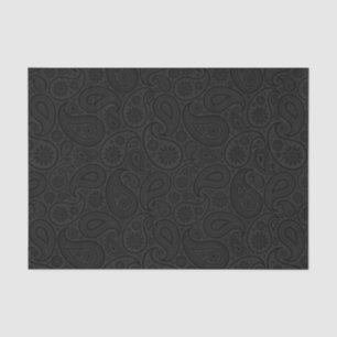 Elegant Grey  Paisley Black Background 2 Tissuepapier