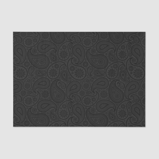 Elegant Grey  Paisley Black Background 2 Tissuepapier (Voorkant)