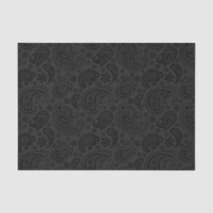 Elegant Grey  Paisley Black Background 3 Tissuepapier