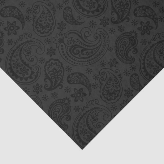 Elegant Grey Paisley Black Background 3 Tissuepapier (Detail)