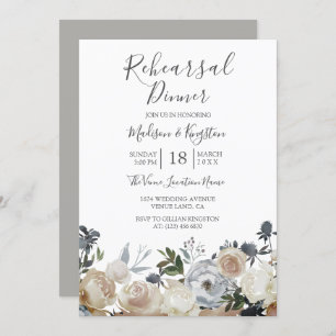 Elegant Grey & Peach repetitie Dinner Invite Kaart