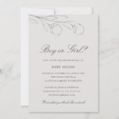 Elegant Grey Pencil Schetsbloemen Geslacht Kaart (Voorkant)