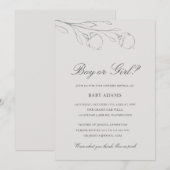 Elegant Grey Pencil Schetsbloemen Geslacht Kaart (Voorkant / Achterkant)