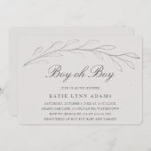 Elegant Grey Pencil Sketch Twig Boy Baby shower Kaart (Voorkant / Achterkant)