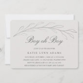 Elegant Grey Pencil Sketch Twig Boy Baby shower Kaart (Voorkant)