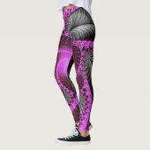 elegant grey pink flower fractal artwork design leggings (Links)