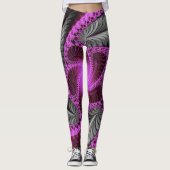 elegant grey pink flower fractal artwork design leggings (Voorkant)