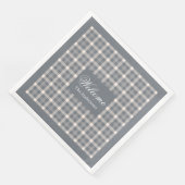 Elegant grey plaid tartan personalized napkins servet (Hoek)