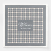 Elegant grey plaid tartan personalized napkins servet (Voorkant)