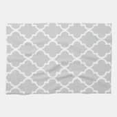 Elegant Grey Quatrefoil Tiles Pattern Theedoek (Horizontaal)