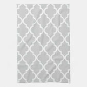 Elegant Grey Quatrefoil Tiles Pattern Theedoek (Verticaal)