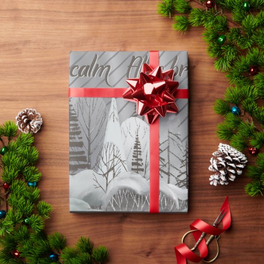Elegant Grey Retro Woodland Holiday Cadeaupapier (Feestdagen Geschenken)