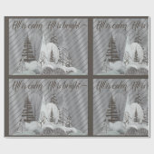 Elegant Grey Retro Woodland Holiday Cadeaupapier (Vlak)