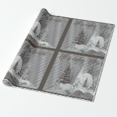 Elegant Grey Retro Woodland Holiday Cadeaupapier (Uitgerold)