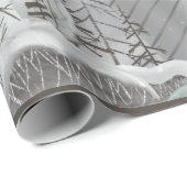 Elegant Grey Retro Woodland Holiday Cadeaupapier (Rol Hoek)