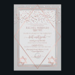 Elegant Grey Roos Gold Confetti Border Bat Mitzvah Kaart<br><div class="desc">Deze elegante en moderne uitnodiging van Bat Mitzvah is ideaal voor een klastige en formele gebeurtenis. Het is voorzien van een faux met dunne rozen gouden glitter-confetti, gestrooid over een dunne geometrische diamant en rechthoekige rand met een donkergrijze dikke grens onder en licht grijs vult naast de gouden sterren van...</div>
