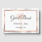 Elegant Grey Roos Gold Palm Tree Marmer Weddenscha Gastenboek (Voorkant)